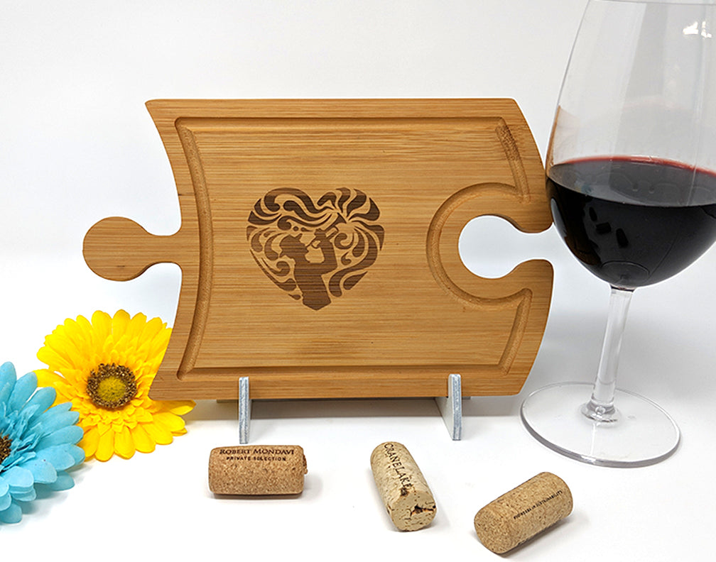 Jazz Heart Etched Cheese and Wine Tray