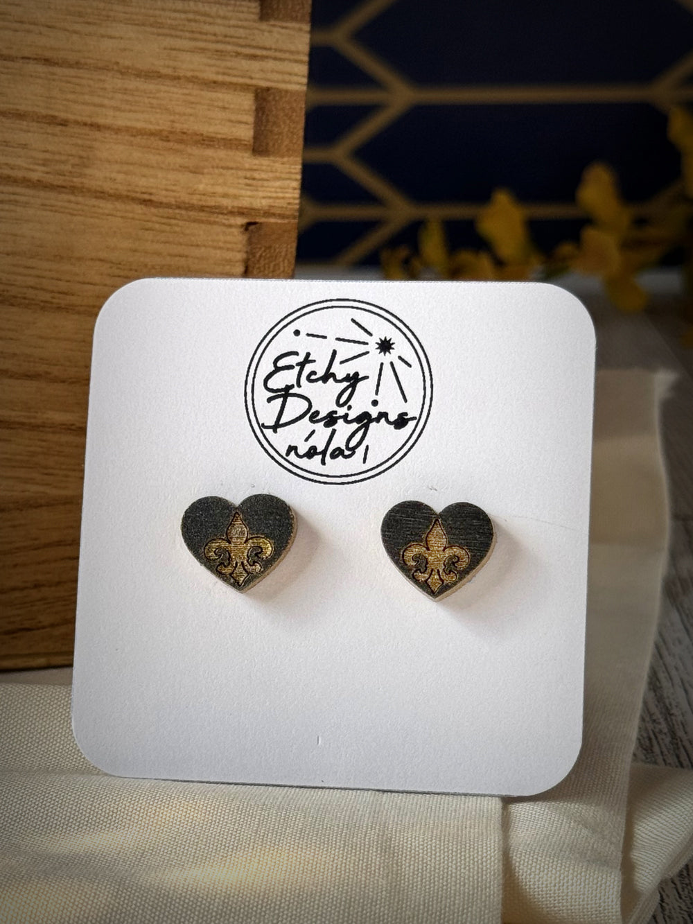 Fleur De Lis In Heart Studded