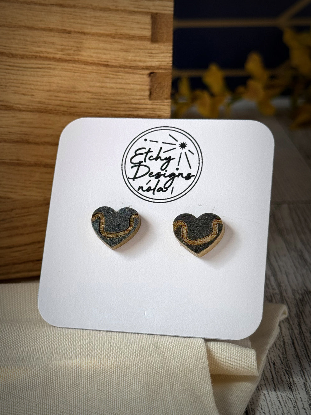 Mississippi River In Heart Studded Earrings