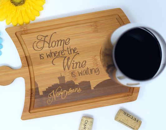 Home is Where the Wine Is Etched Cheese and Wine Tray