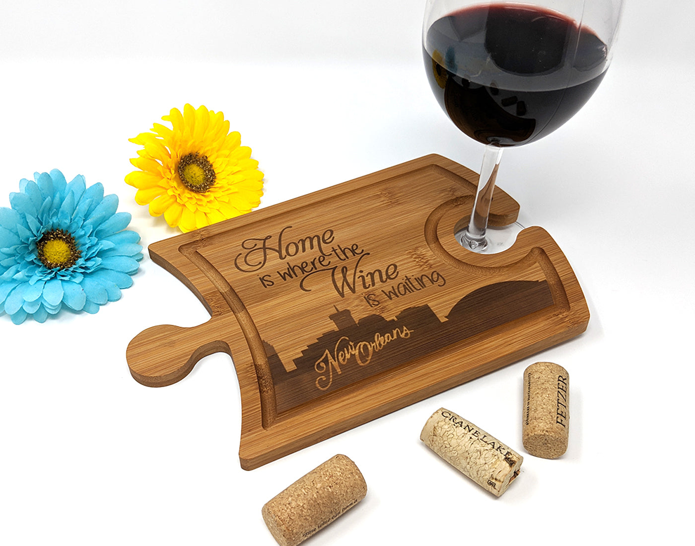 Home is Where the Wine Is Etched Cheese and Wine Tray