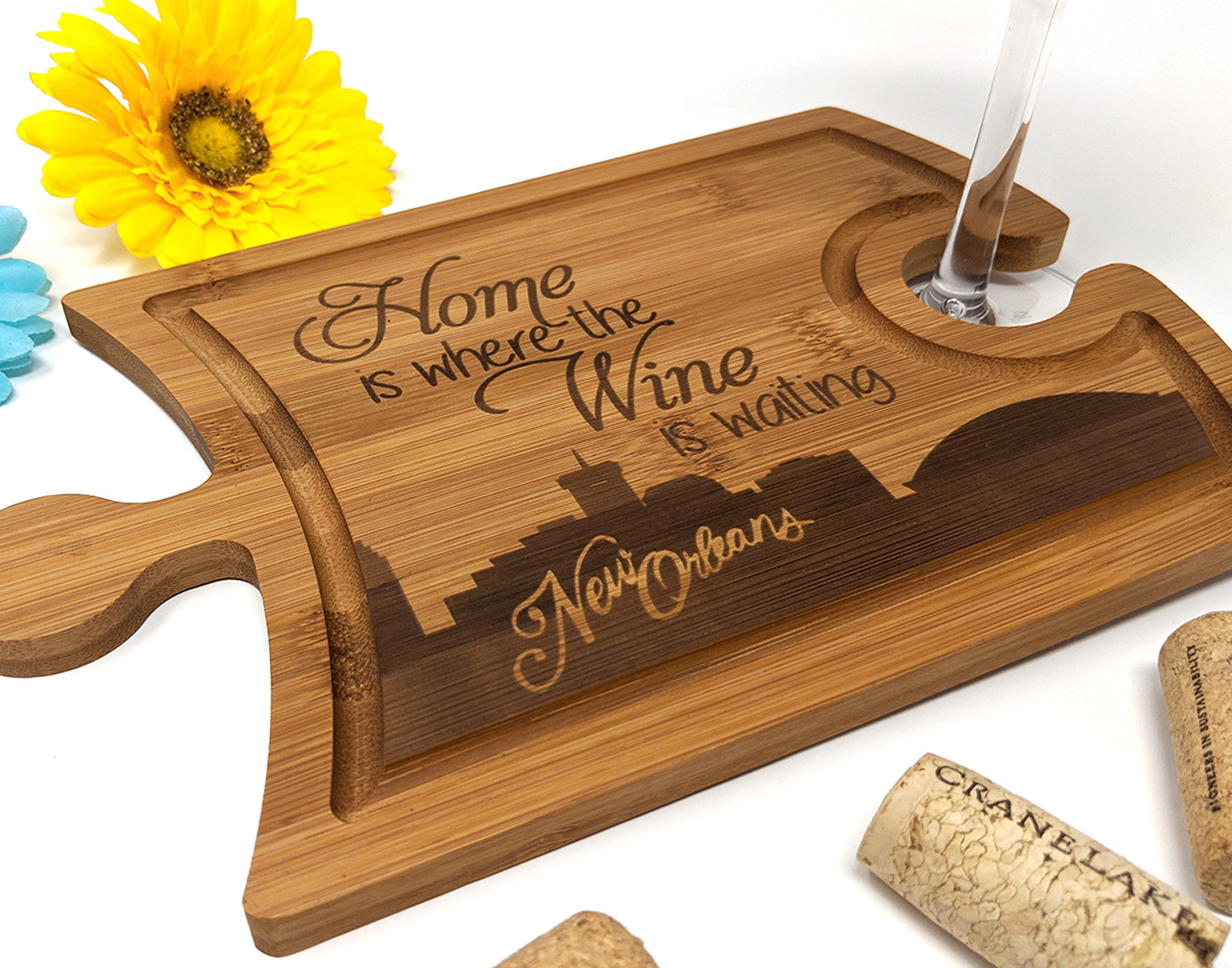 Home is Where the Wine Is Etched Cheese and Wine Tray