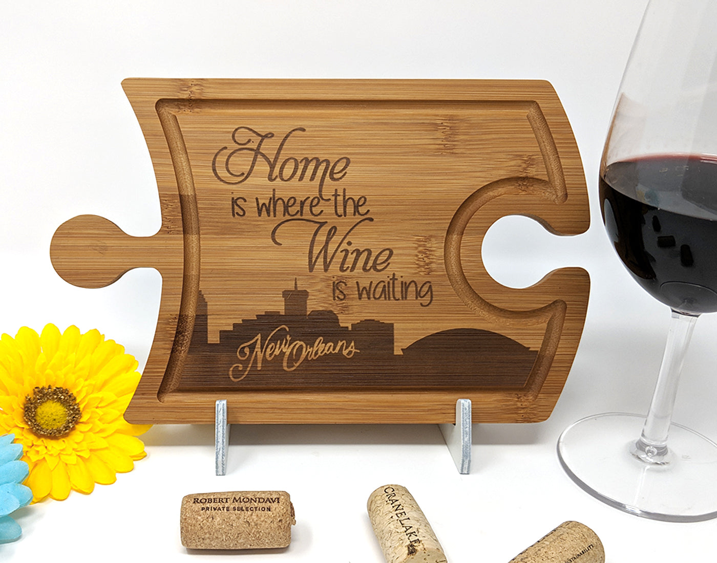 Home is Where the Wine Is Etched Cheese and Wine Tray