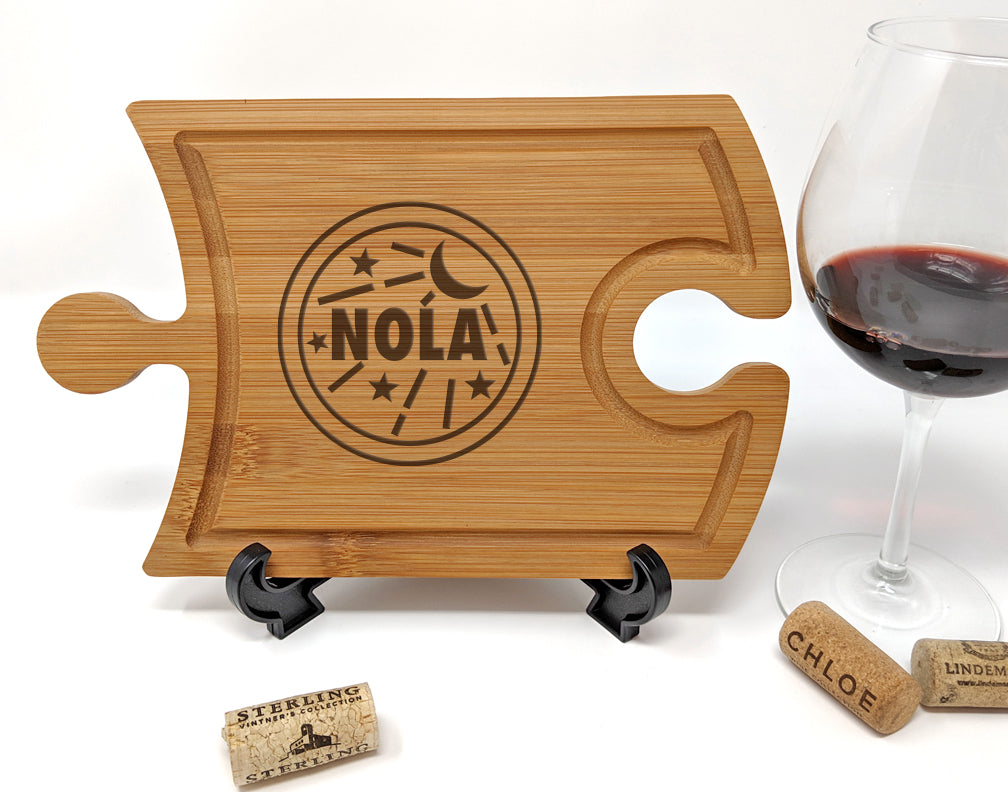 NOLA Watermeter Etched Cheese and Wine Tray