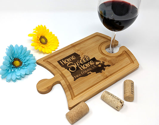 Home Sweet Home Etched Cheese and Wine Tray