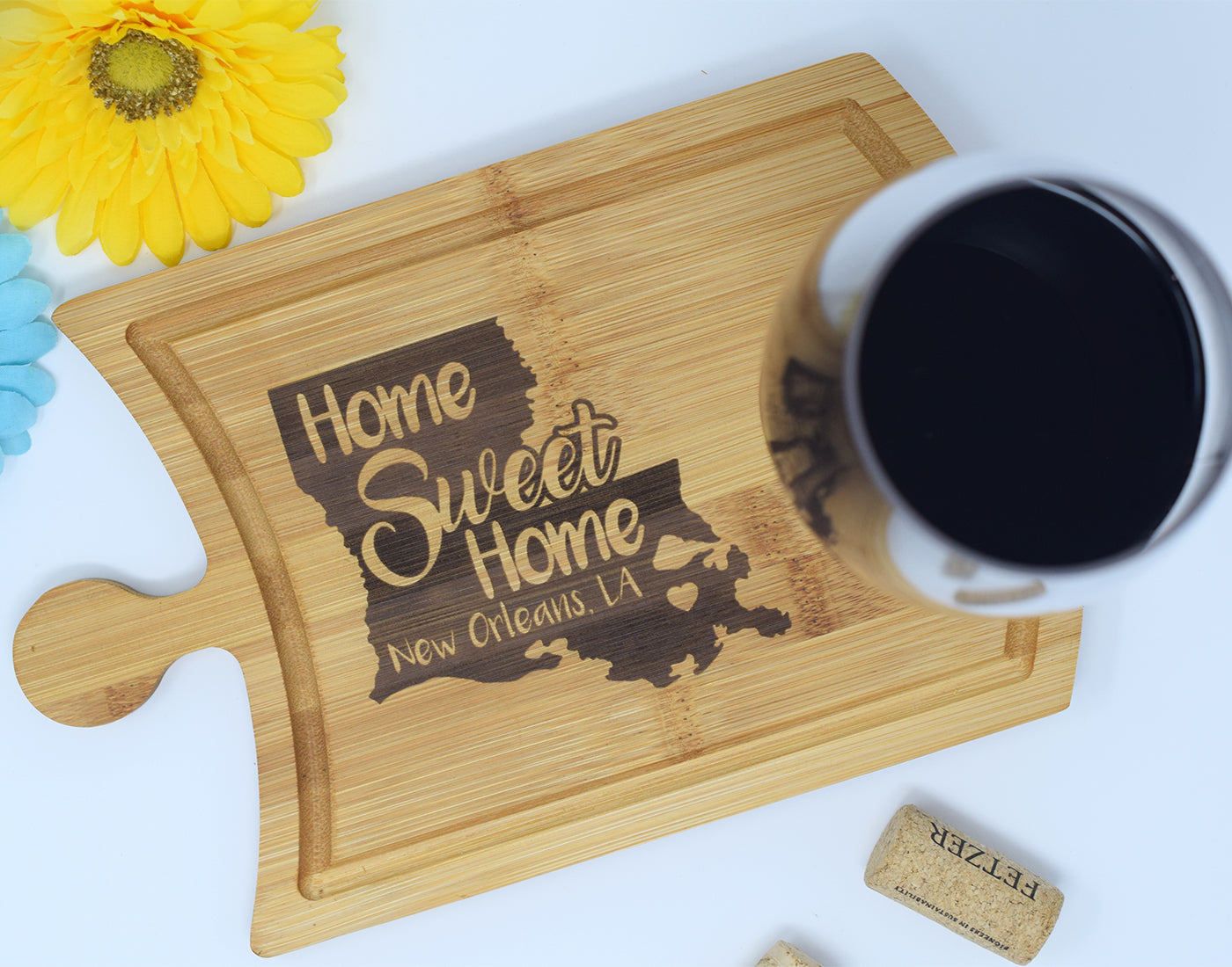 Home Sweet Home Etched Cheese and Wine Tray