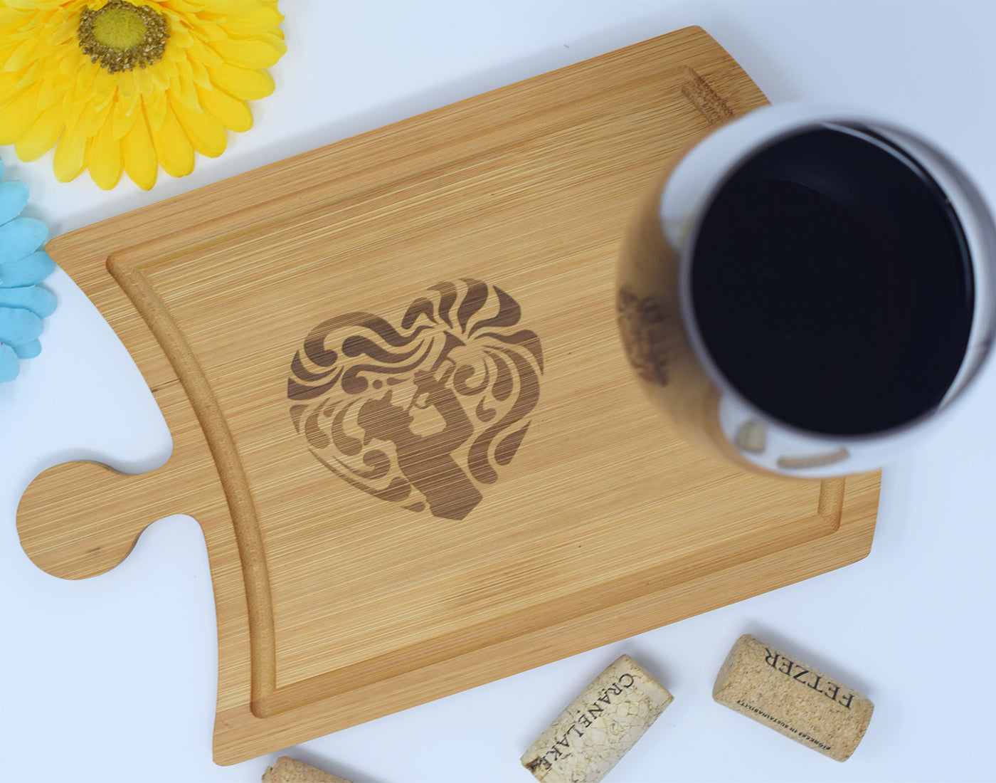 Jazz Heart Etched Cheese and Wine Tray