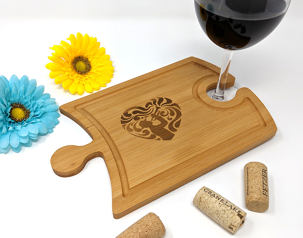 Jazz Heart Etched Cheese and Wine Tray