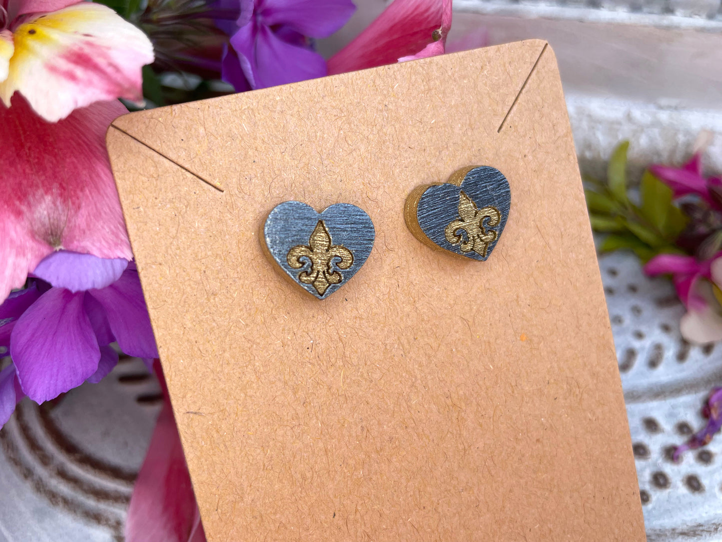 Fleur De Lis In Heart Studded