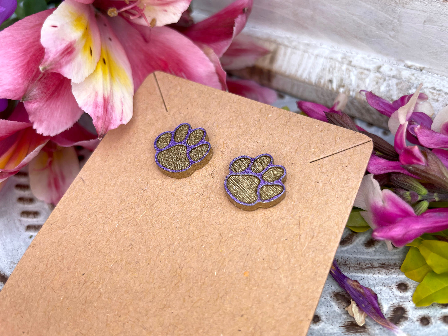 LSU Paw Studded Earrings