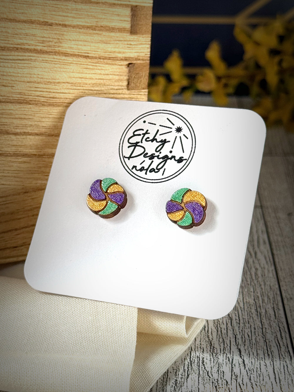 King Cake Studded Earrings