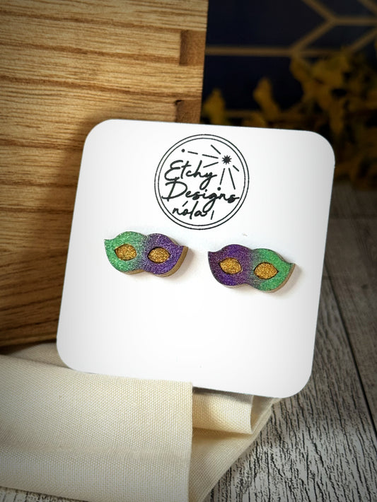 Mask Mardi Gras Studded Earrings