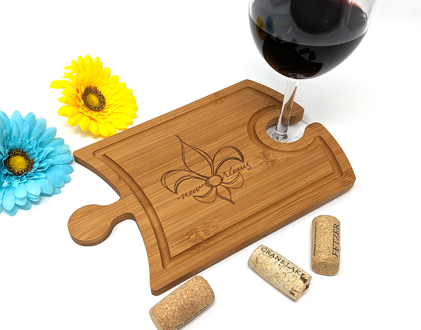 NOLA Fleur De Lis Etched Cheese and Wine Tray