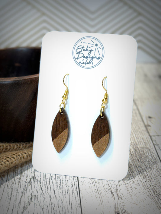 Geometric and Copper Dangle Earring - Round