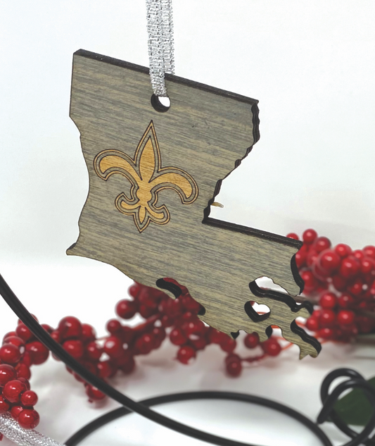 Louisiana and Fleur De Lis Logo Ornament