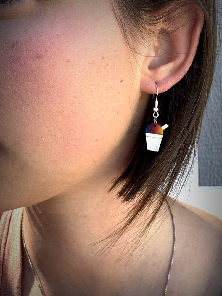 Rainbow Snowball Dangle Earrings