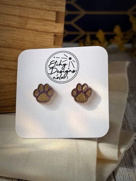 LSU Paw Studded Earrings