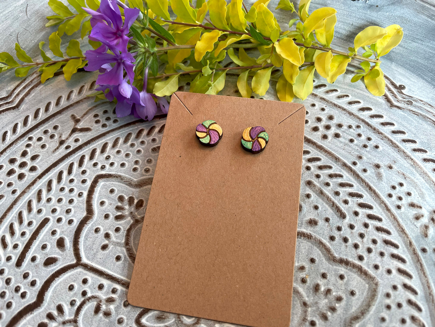 King Cake Studded Earrings