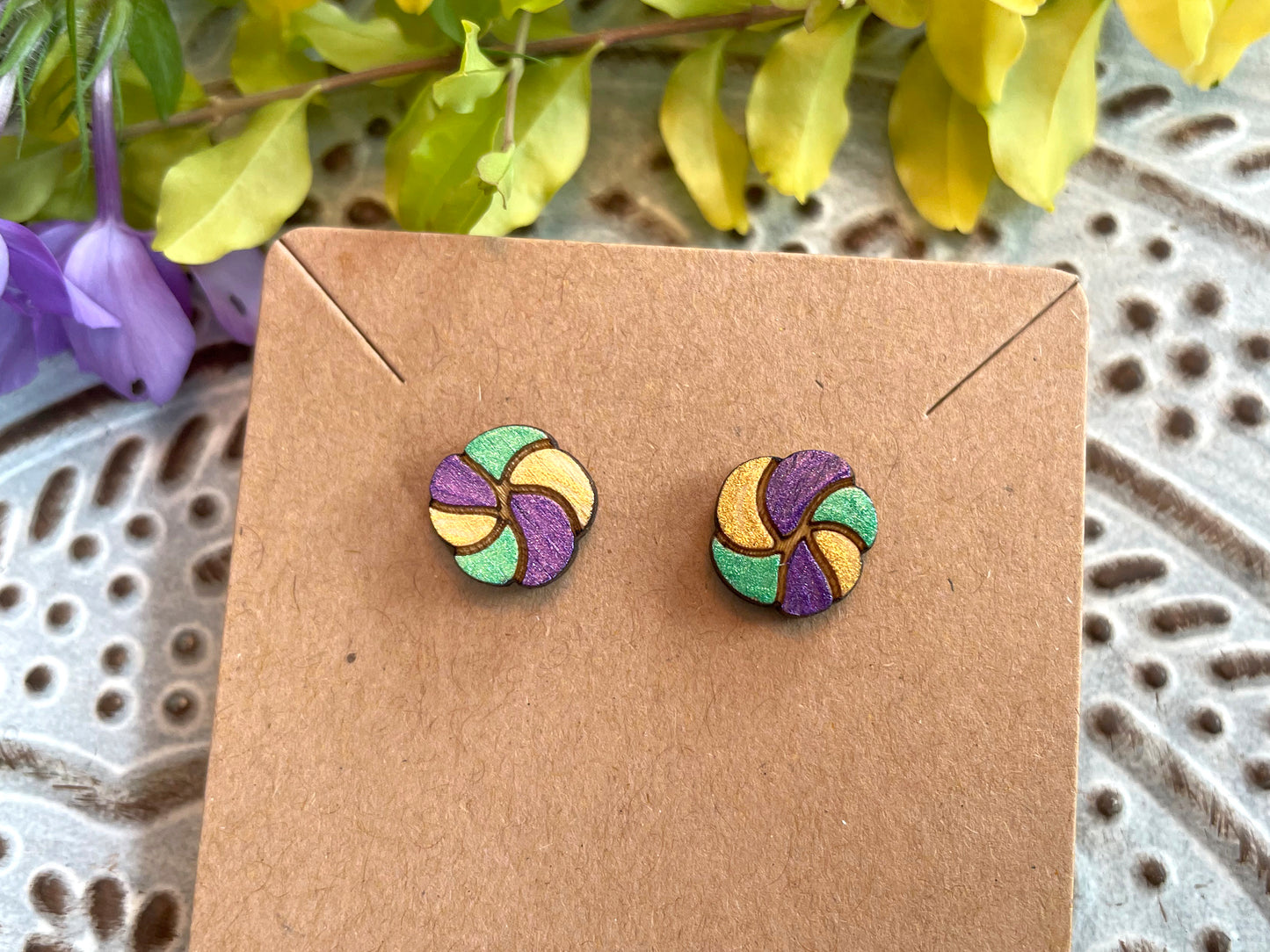 King Cake Studded Earrings