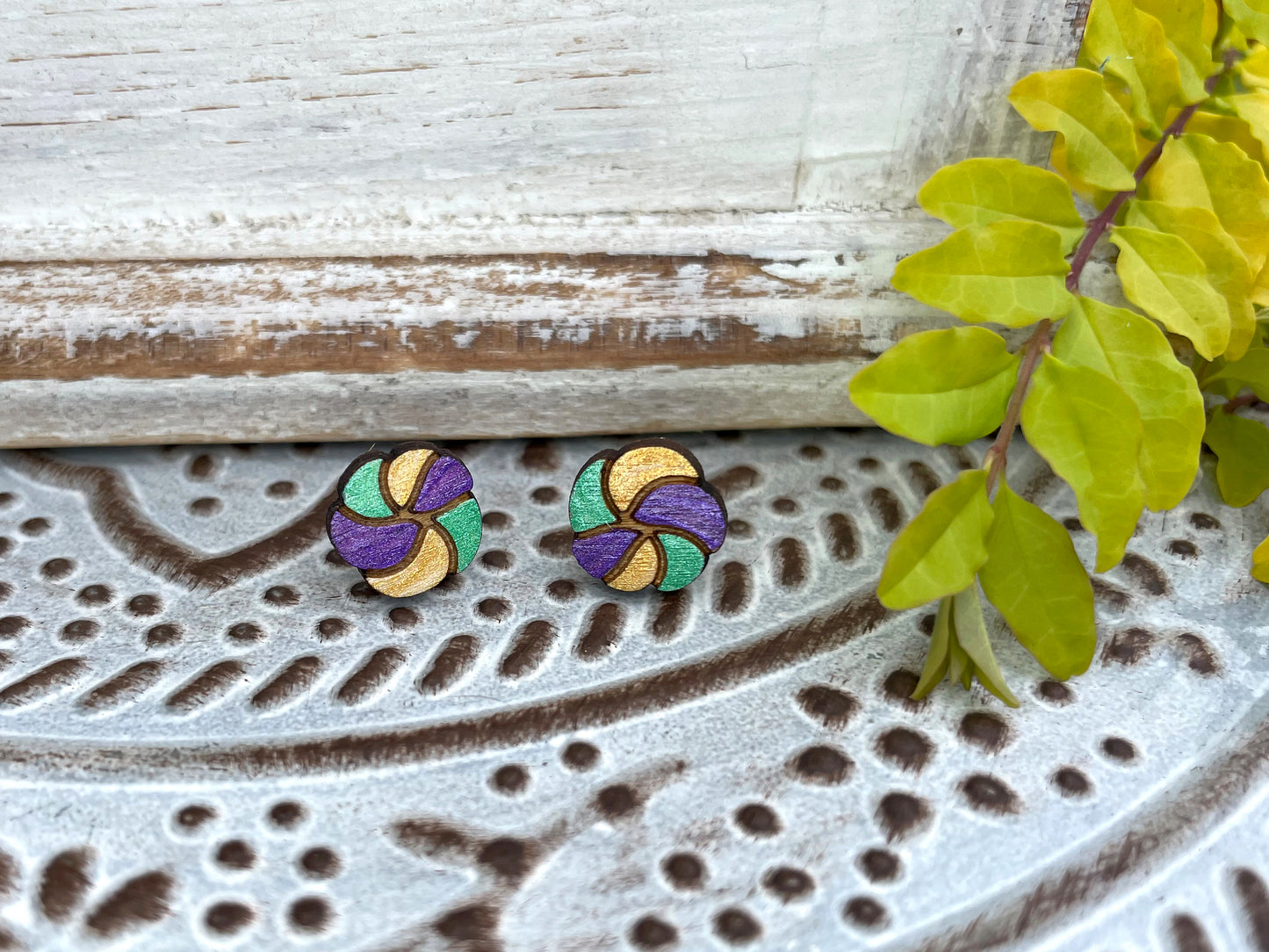 King Cake Studded Earrings